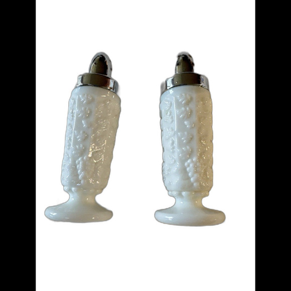 Westmoreland Other - WESTMORELAND MILK GLASS PANELED GRAPE ANHD LEAF 4 3/4" SALT AND PEPPER SHAKERS